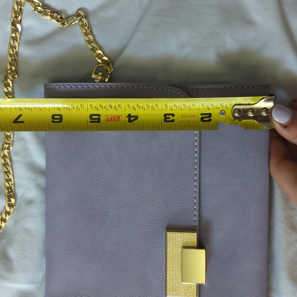 Lilac purple envelope clutch with gold accents and removable chain, NWOT - Picture 8 of 8